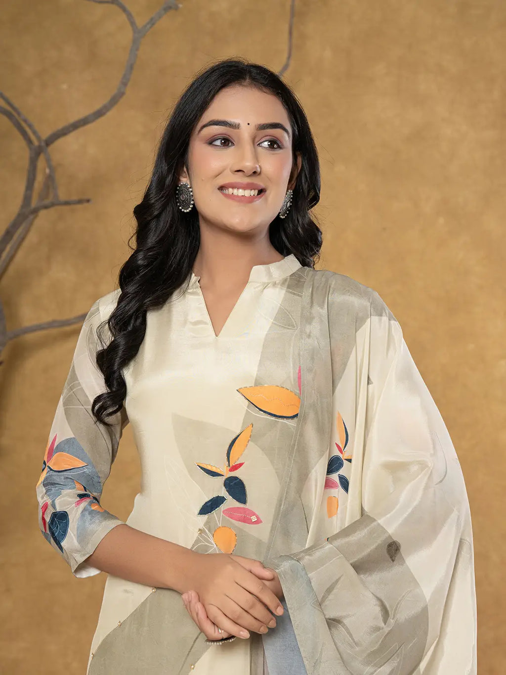 Yufta Green Pure Crepe Placement Print Kurta Dupatta Set | Grocsy