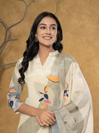 Yufta Green Pure Crepe Placement Print Kurta Dupatta Set | Grocsy