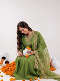 Yufta Green Silk Embroidered Kurta Dupatta Set | Grocsy