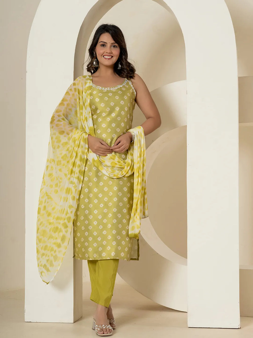 Yufta Green Silk Kurta Dupatta Pant Set | Grocsy