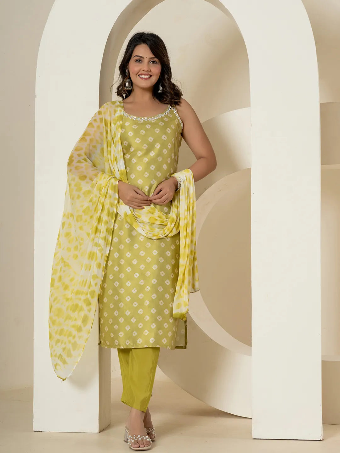 Yufta Green Silk Kurta Dupatta Pant Set | Grocsy