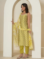 Yufta Green Silk Kurta Dupatta Pant Set | Grocsy