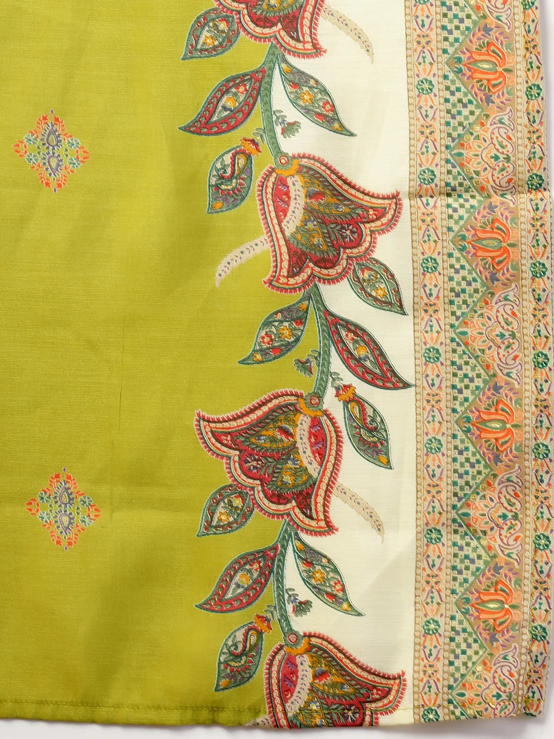 Yufta Green Silk Straight Kurta With Palazzo Dupatta Set | Grocsy