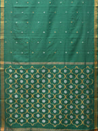 Green Uppada Cotton Handloom Saree with Grill Pallu Design - Global Threads | Grocsy