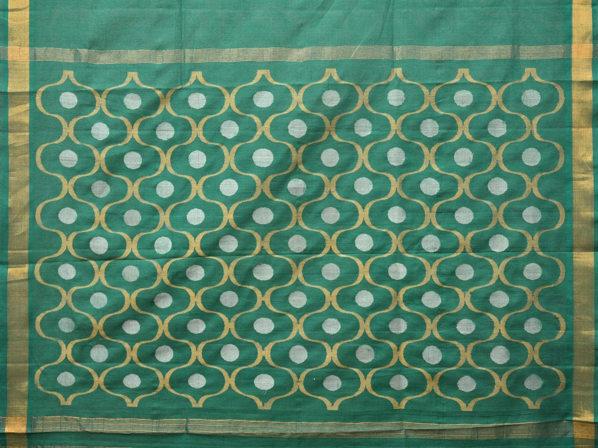Green Uppada Cotton Handloom Saree with Grill Pallu Design - Global Threads | Grocsy