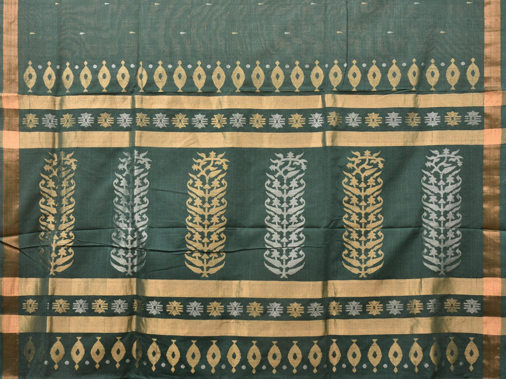Green Uppada Cotton Handloom Saree with Karpur Pallu Design - Global Threads | Grocsy