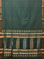 Green Uppada Cotton Handloom Saree with Karpur Pallu Design - Global Threads | Grocsy