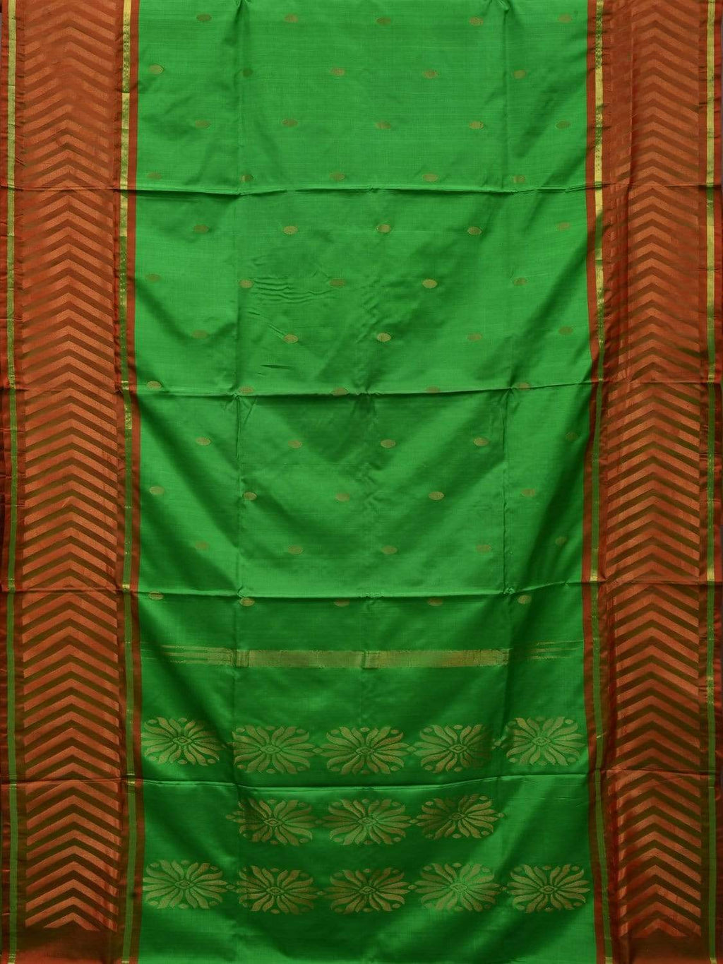 Green Uppada Silk Handloom Saree with Border Design - Global Threads | Grocsy