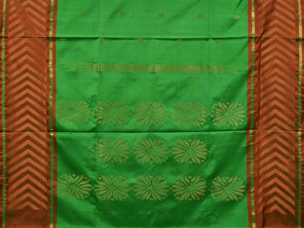 Green Uppada Silk Handloom Saree with Border Design - Global Threads | Grocsy