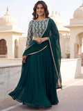Tulsi Art Incredible Green Embroidered Georgette Wedding Wear Lehenga Choli | Grocsy