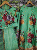 Tulsi Art Green Floral Digital Printed Art Silk Bridal Lehenga Choli | Grocsy