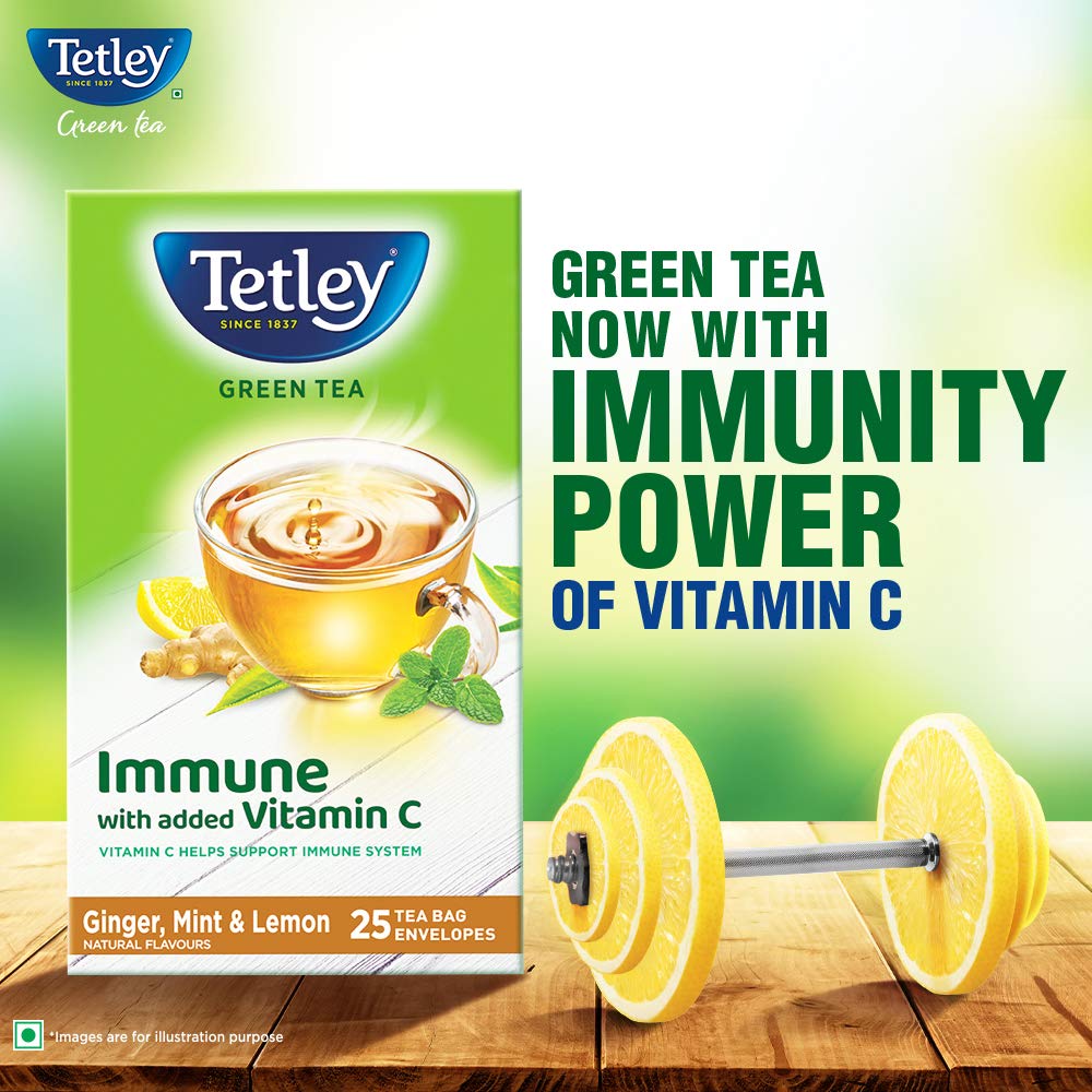 Tetley Green Tea Ginger, Mint and Lemon Tea Bags | Grocsy