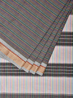 Grey Bamboo Cotton Saree with Checks Design No Blouse - Global Threads | Grocsy