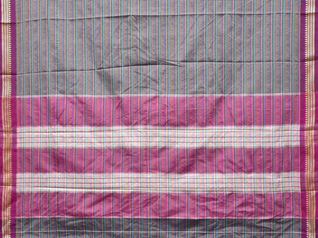 Grey Bamboo Cotton Saree with Checks Design No Blouse - Global Threads | Grocsy