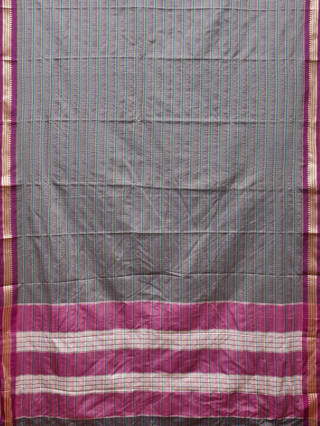 Grey Bamboo Cotton Saree with Checks Design No Blouse - Global Threads | Grocsy