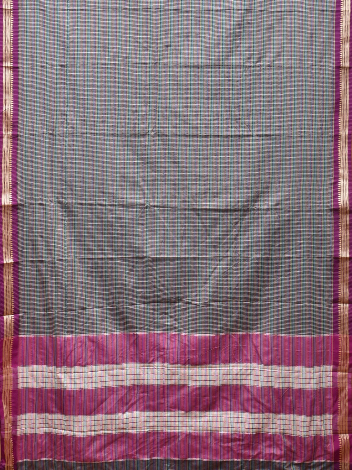 Grey Bamboo Cotton Saree with Checks Design No Blouse - Global Threads | Grocsy