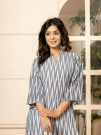 Yufta Grey Cotton Ikat Co-Ord Set | Grocsy