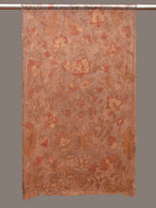 Grey Kalamkari Hand Painted Organza Stole with Floral Design - Global Threads | Grocsy
