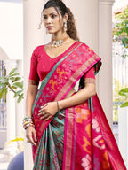 Anaita Grey Silk Saree With Blouse Piece | Grocsy