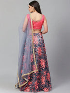 Tulsi Art Grey Semi-Stitched Myntra Lehenga & Unstitched Blouse With Dupatta | Grocsy