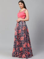 Tulsi Art Grey Semi-Stitched Myntra Lehenga & Unstitched Blouse With Dupatta | Grocsy