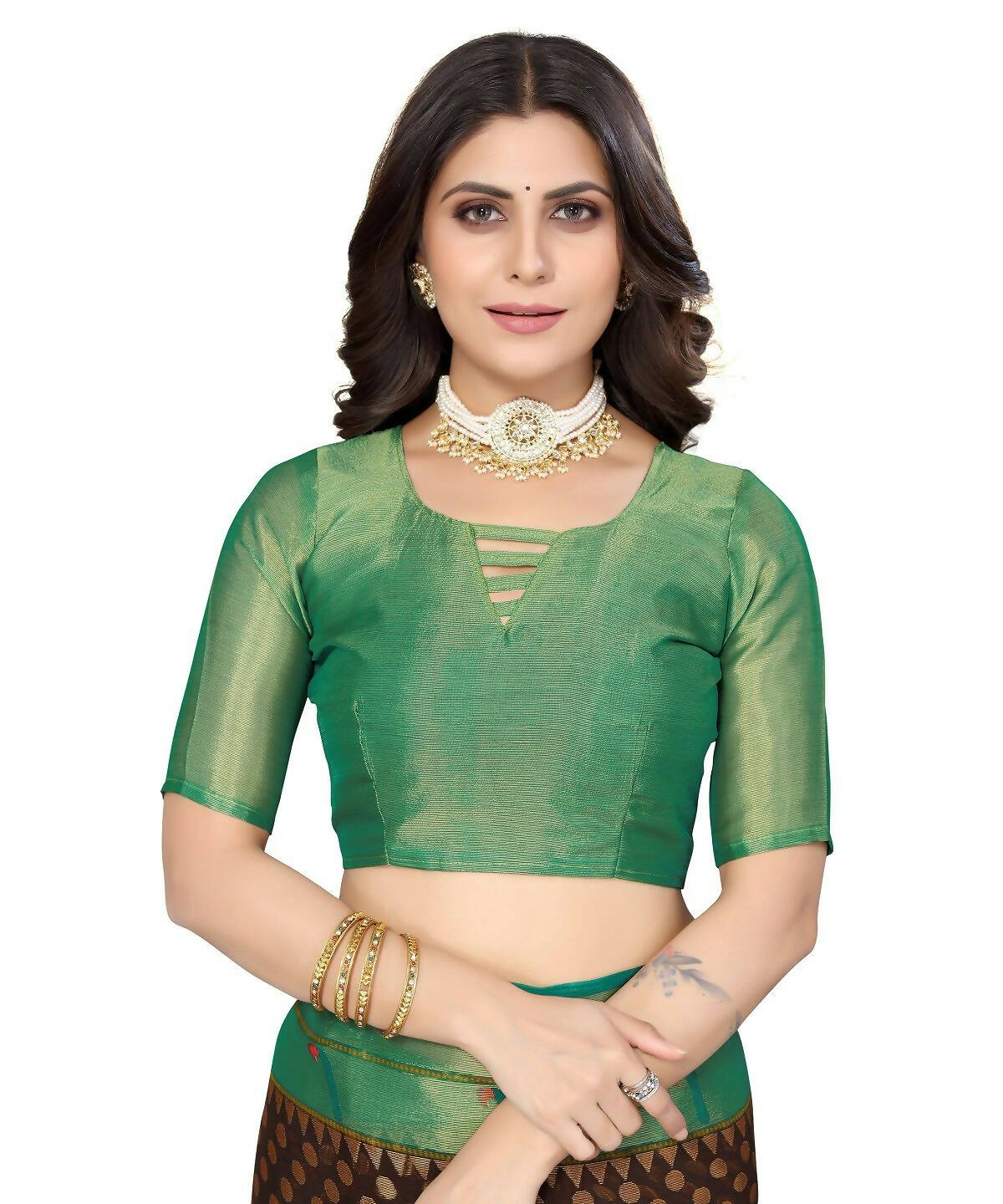 Vamika Black Chiffon Brasso Bollywood Style Woven Saree (DIMPLE BLACK) | Grocsy