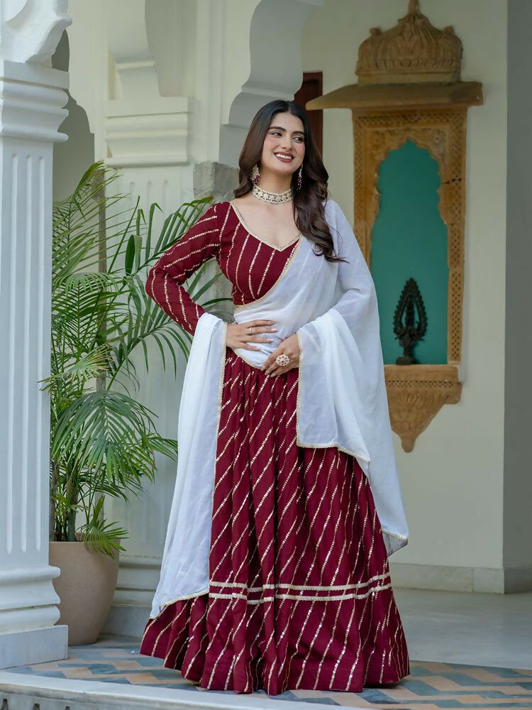 Lehenga Mart Maroon Designer Wedding Wear Lehenga Choli | Grocsy