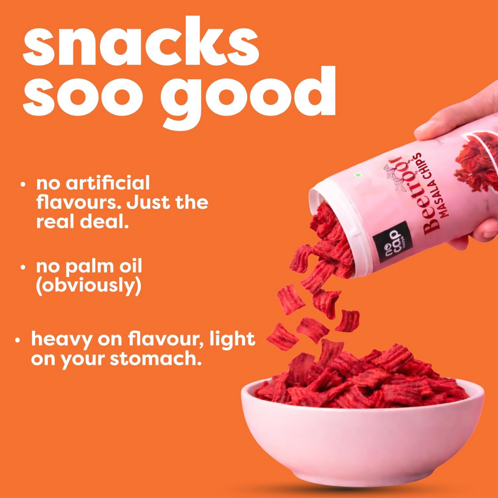 Nocap foods Zero Guilt Healthy Chips - Beetroot Masala | Grocsy