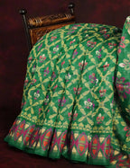 Dark Leaf Colored All Over Printed Semi Chanderi Saree By Gayathri Reddy Designer Studio | Grocsy