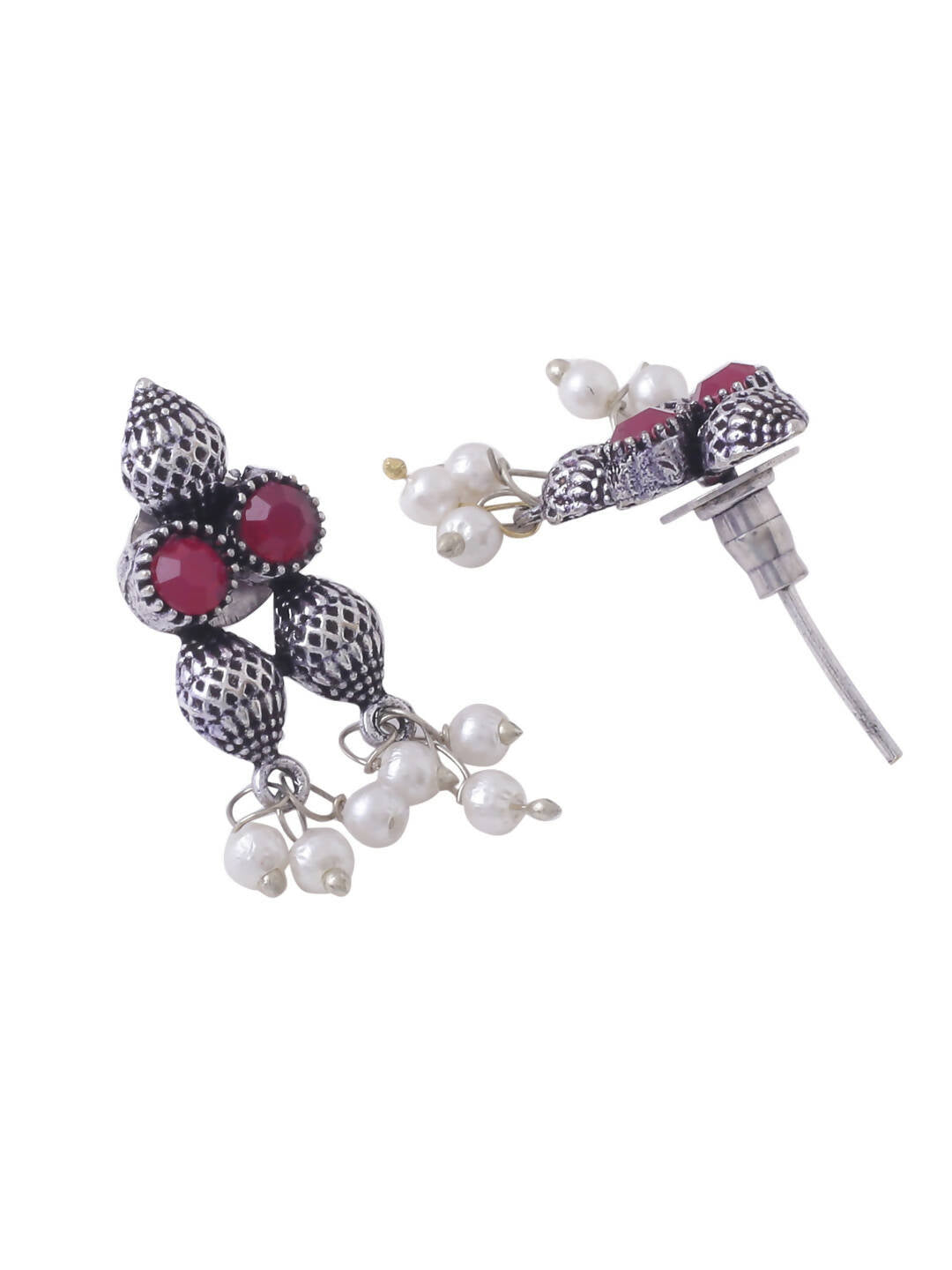 NVR Women Silver-Plated Stone Studded Oxidised Silver Jewellery Set | Grocsy