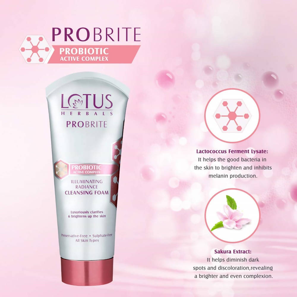 Lotus Herbals Probrite Illuminating Radiance Cleansing Foam | Grocsy