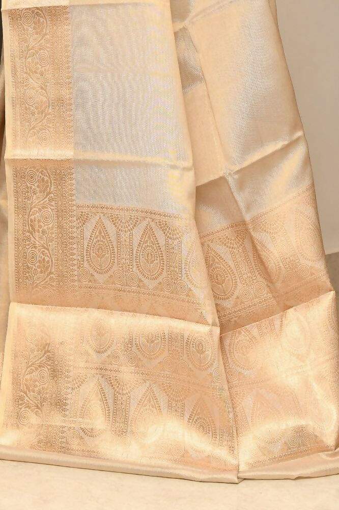 Joban Fashion Cream Saree Soft Tissue Plane | Grocsy