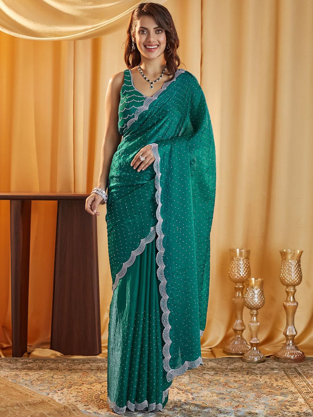 kasee Embellished Beads and Stones Pure Silk Saree | Grocsy