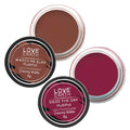 Love Earth Lip Tint & Cheek Tint Multipot Combo Raspberry Pink & Caramel Brown | Grocsy