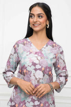 Myshka Women Multi-Floral V-Neck Regular Sleeves Viscose Rayon Top | Grocsy