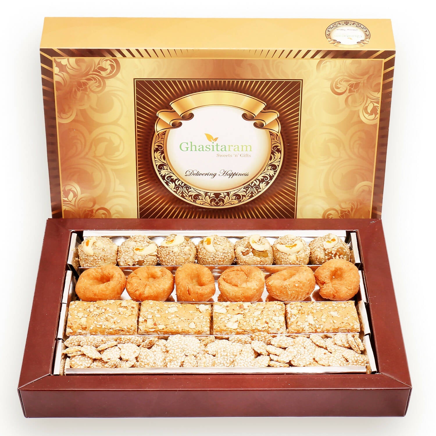 Ghasitaram Sankranti /Lohri Sweets-Assorted box of Revadi, Gud Gachak, Khajoor and Til Laddoo (Bhuga) | Grocsy