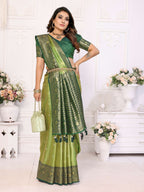 Aastha Fashion Pista Tissue Silk Weaving Saree | Grocsy