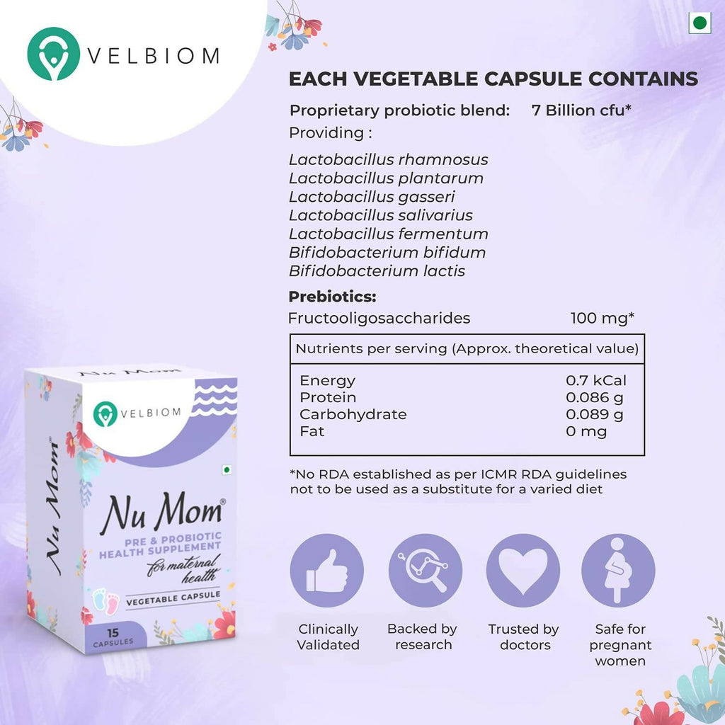 Velbiom Nu Mom Probiotic Health Capsules For Women | Grocsy