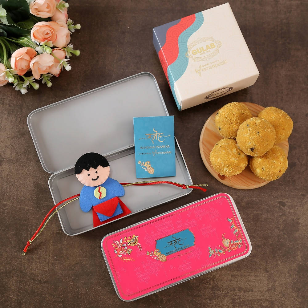 Superman Kids Rakhi & Besan Laddoos | Grocsy