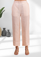 Joban Fashion Pink Linen Embroidered Readymade Cord Set | Grocsy