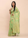 Shree Shyam Fashion Linen Cotton Green Saree | Grocsy