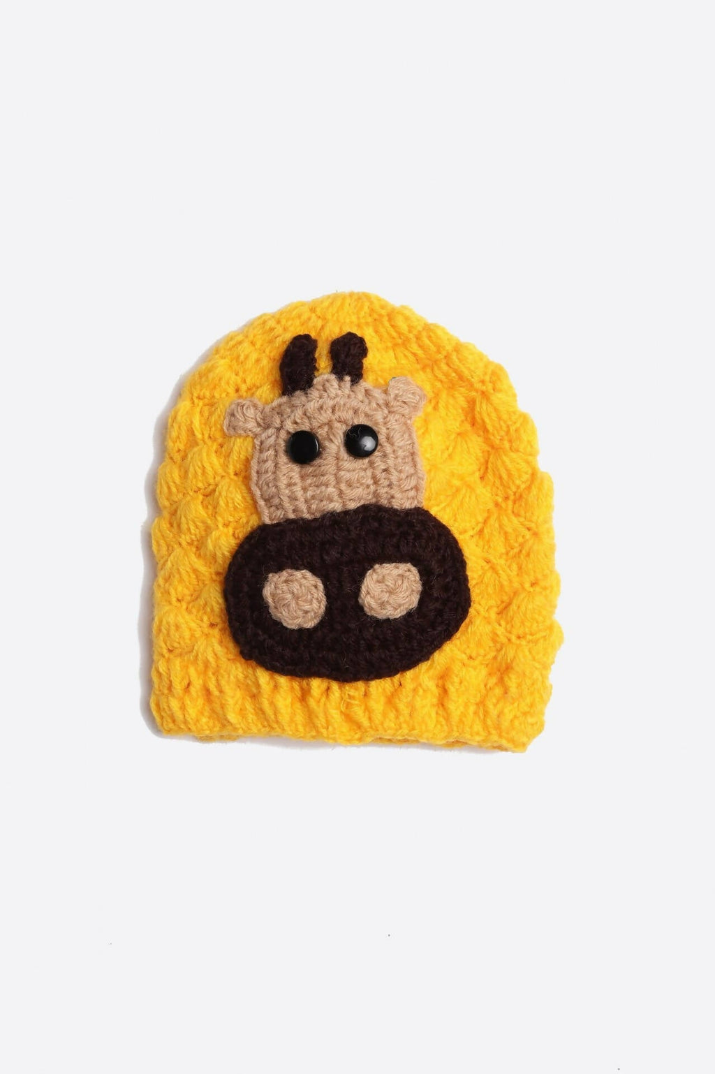Chutput Kids Woollen Hand Knitted Giraffe Face Detailed Cap - Yellow | Grocsy