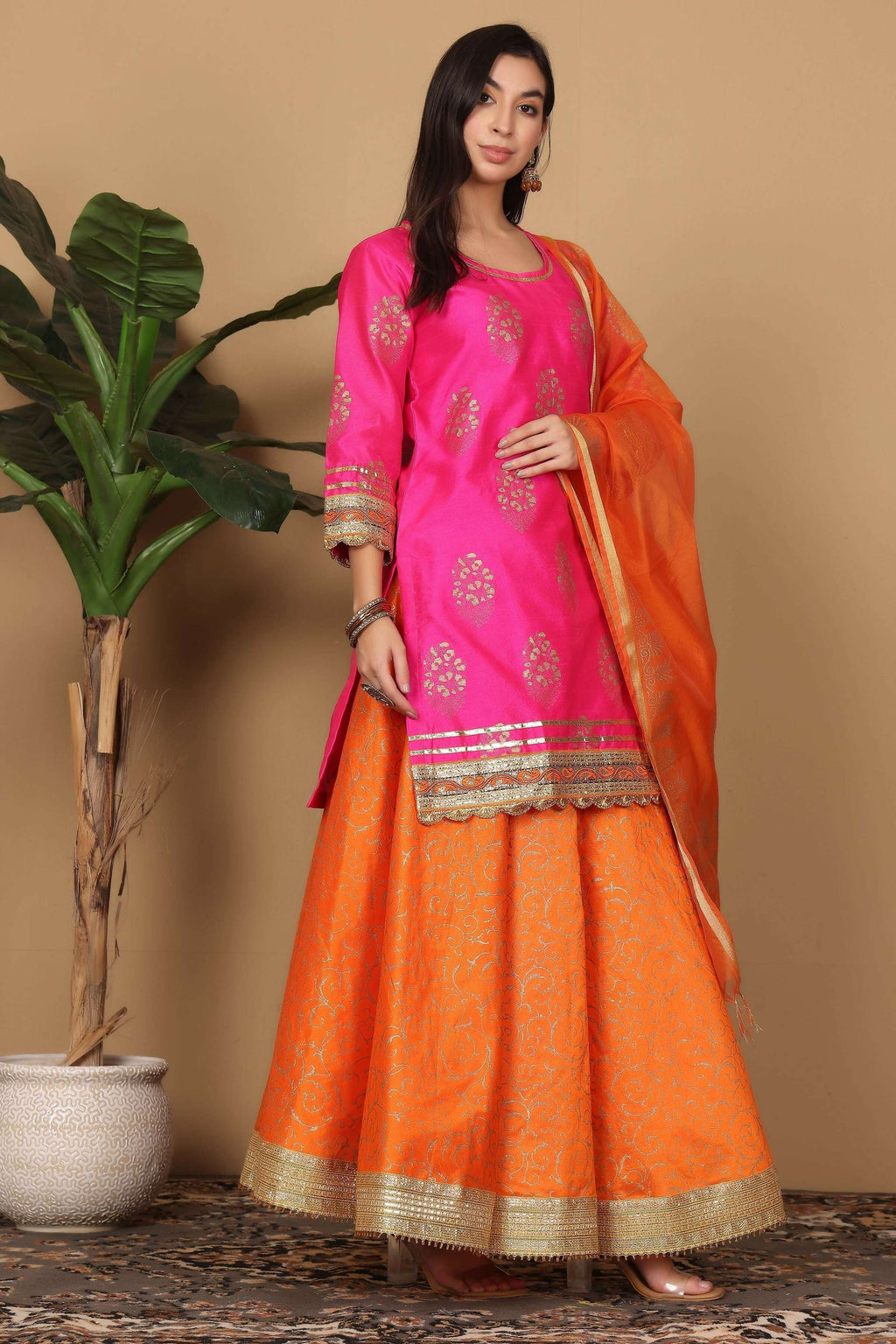Joban Fashion Pink Silk Lehenga Set | Grocsy