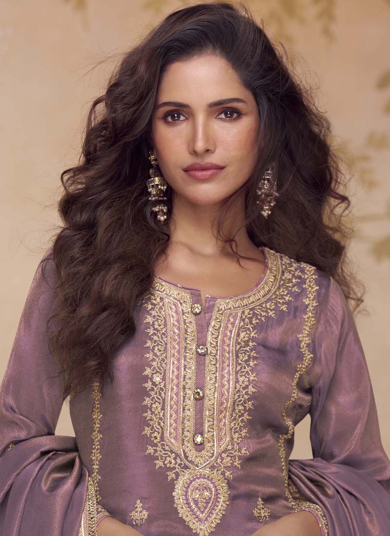Vegaa Fashion Onion Pink Simar Silk Embroidered Designer Salwar Suit | Grocsy