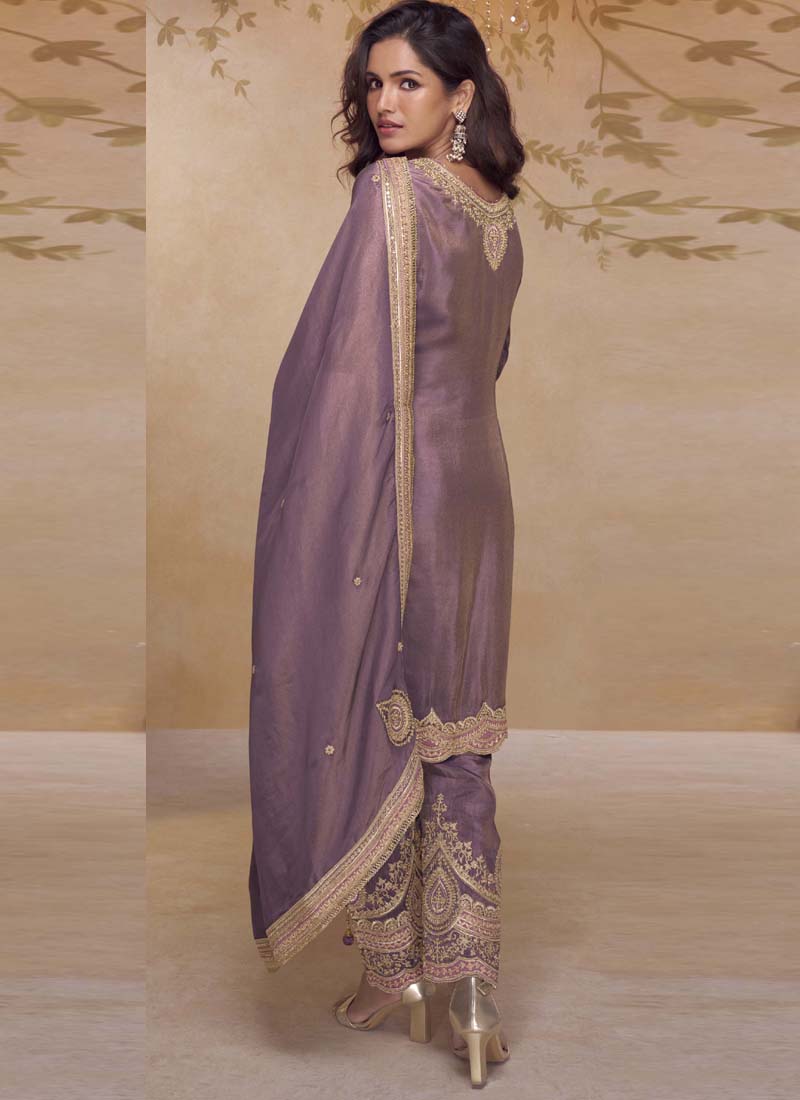 Vegaa Fashion Onion Pink Simar Silk Embroidered Designer Salwar Suit | Grocsy