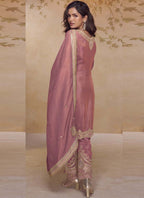Vegaa Fashion Peach Simar Silk Embroidered Designer Salwar Suit | Grocsy