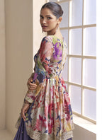 Vegaa Fashion Violet Chinon Embroidered Designer Palazzo Suit | Grocsy