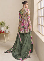 Vegaa Fashion Mehendi Chinon Embroidered Designer Palazzo Suit | Grocsy