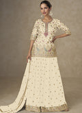 Vegaa Fashion Off White Chinon Embroidered Designer Palazzo Suit | Grocsy