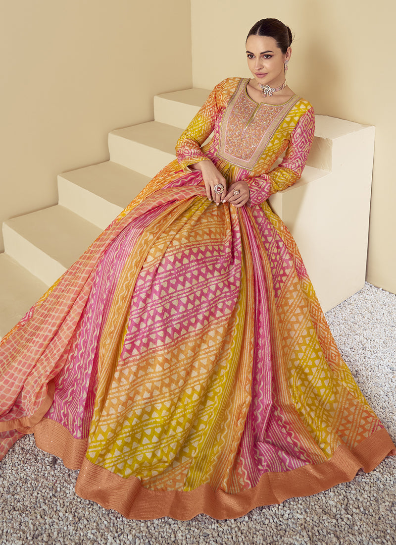 Vegaa Fashion Multicolor Real Muslin Digital Print Anarkali Suit | Grocsy